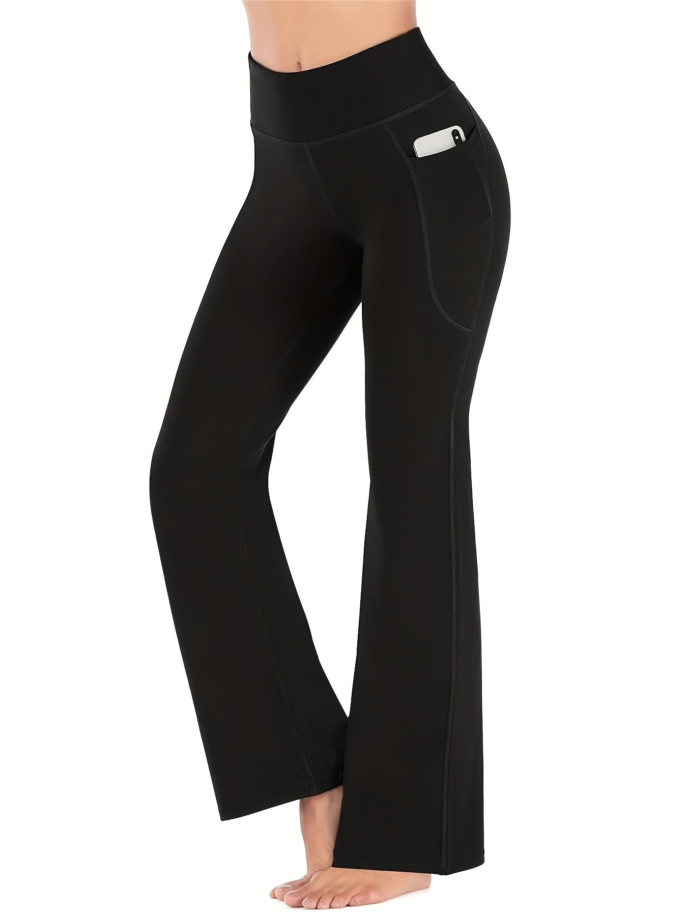 High Waist Bootcut Yoga Pants with Pockets