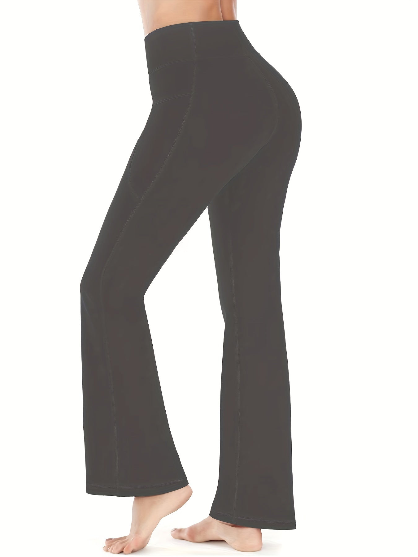 High-Waisted Flared Yoga Pants with Pockets