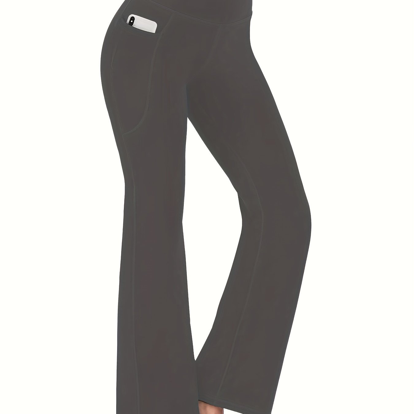 High-Waisted Flared Yoga Pants with Pockets
