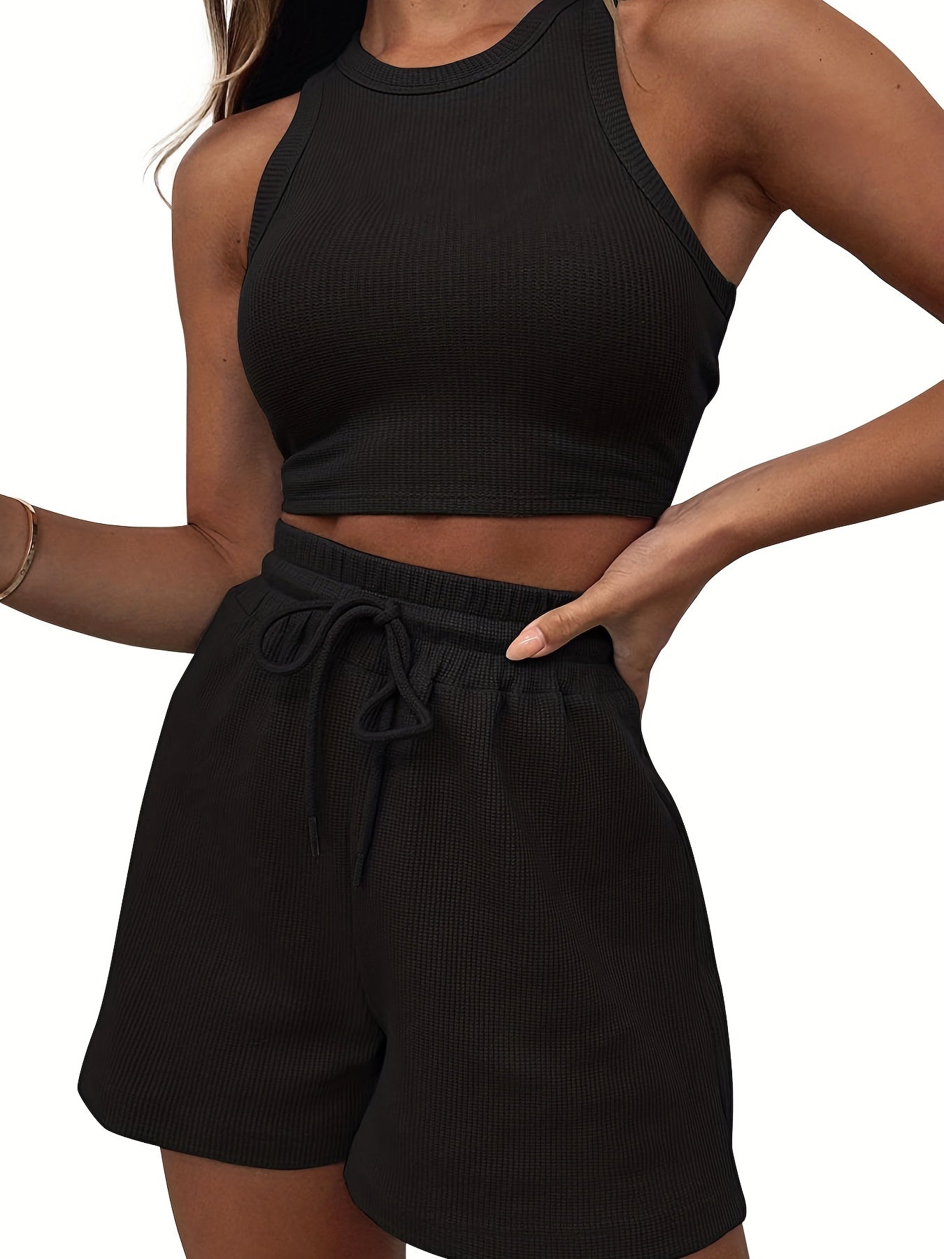 2-Piece Ribbed-Knit Sports Set