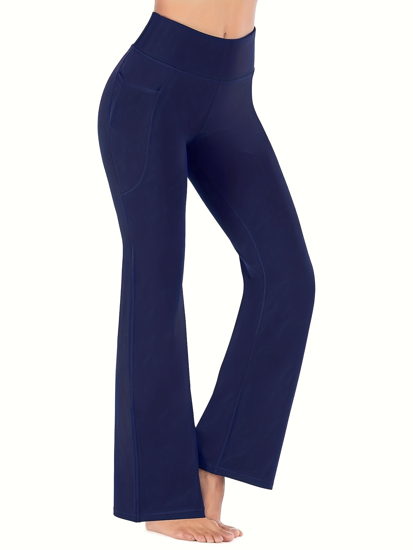 High-Waisted Flared Yoga Pants with Pockets