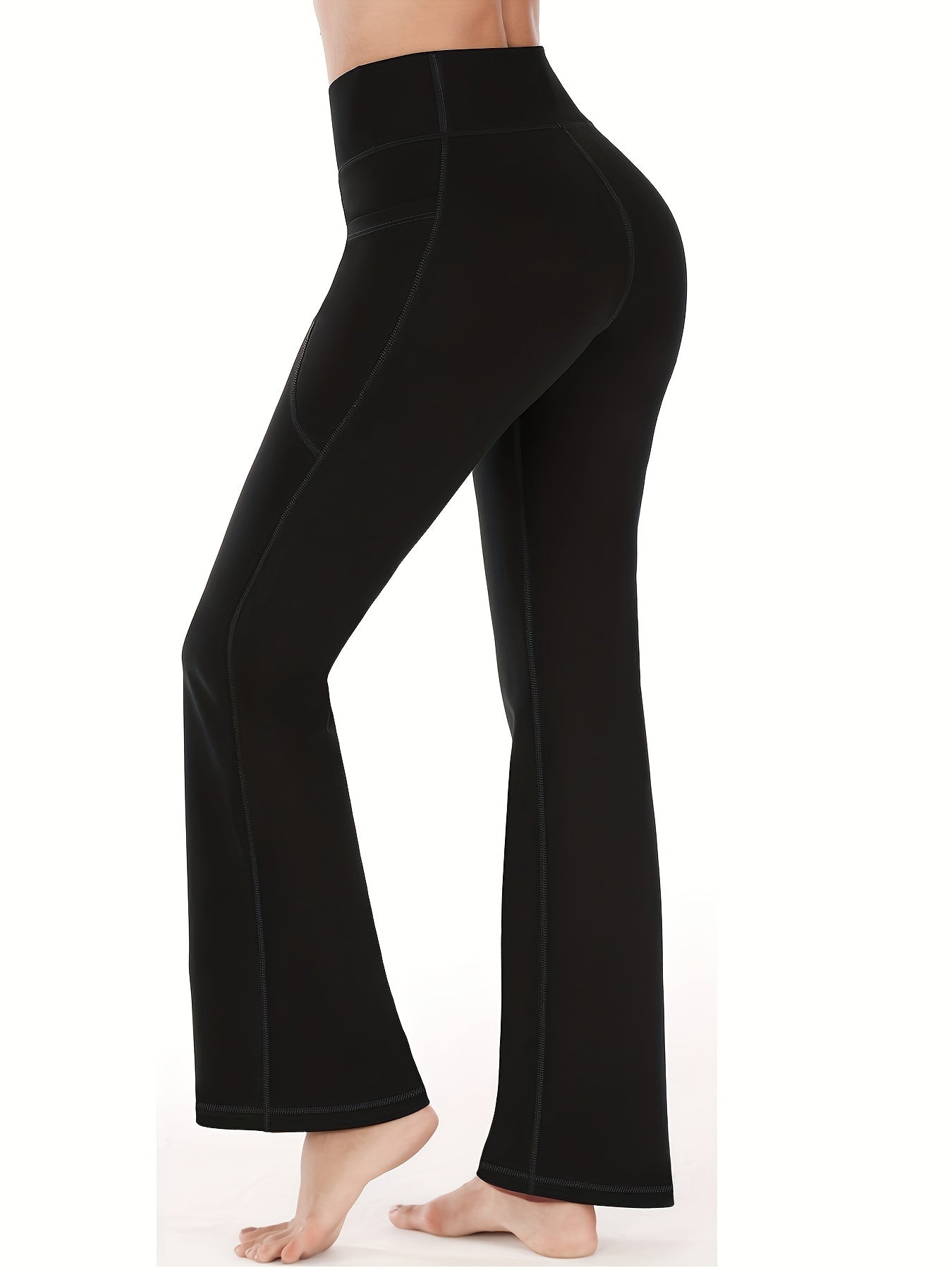 High-Waisted Flared Yoga Pants with Pockets