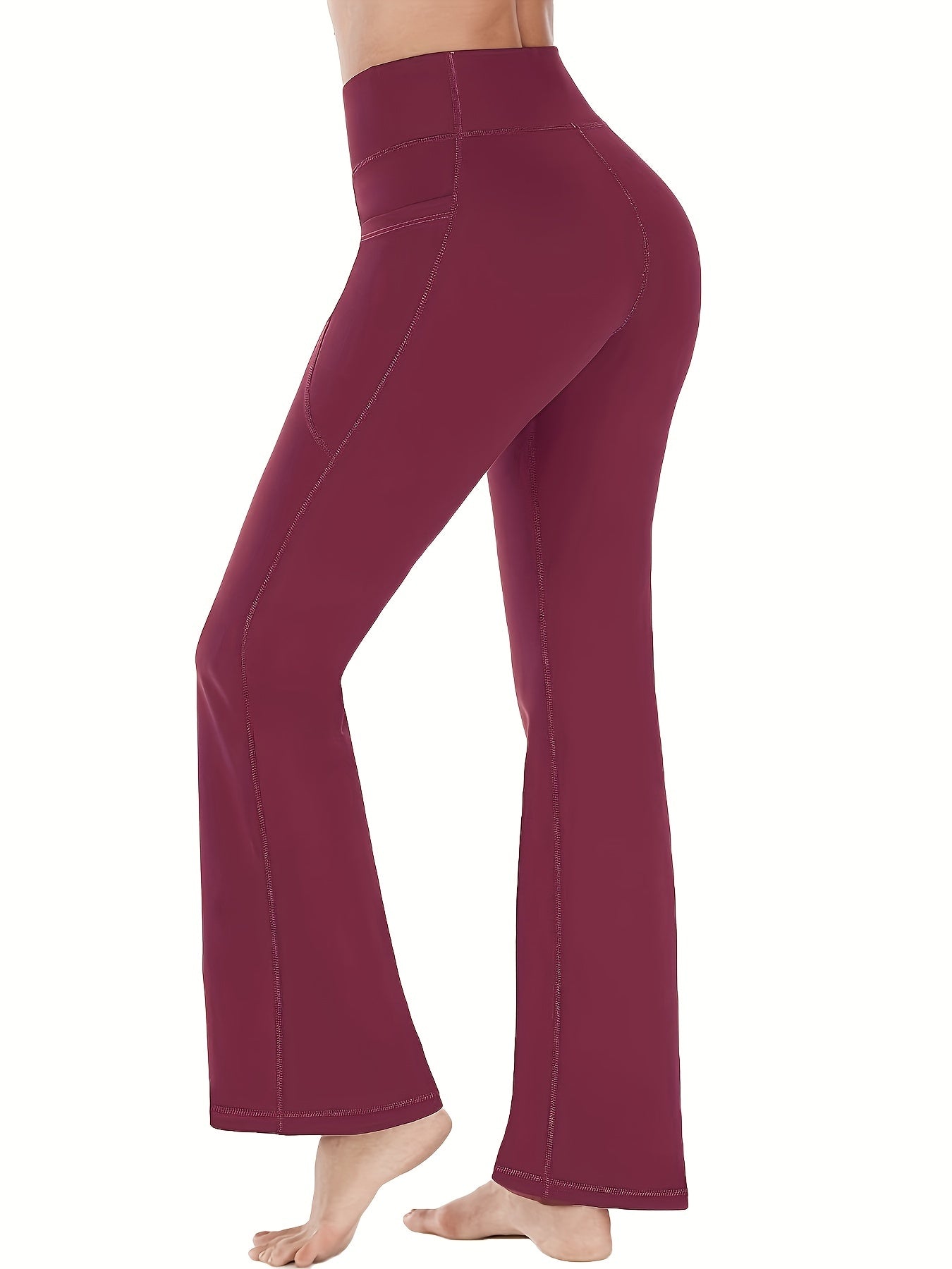 High-Waisted Flared Yoga Pants with Pockets