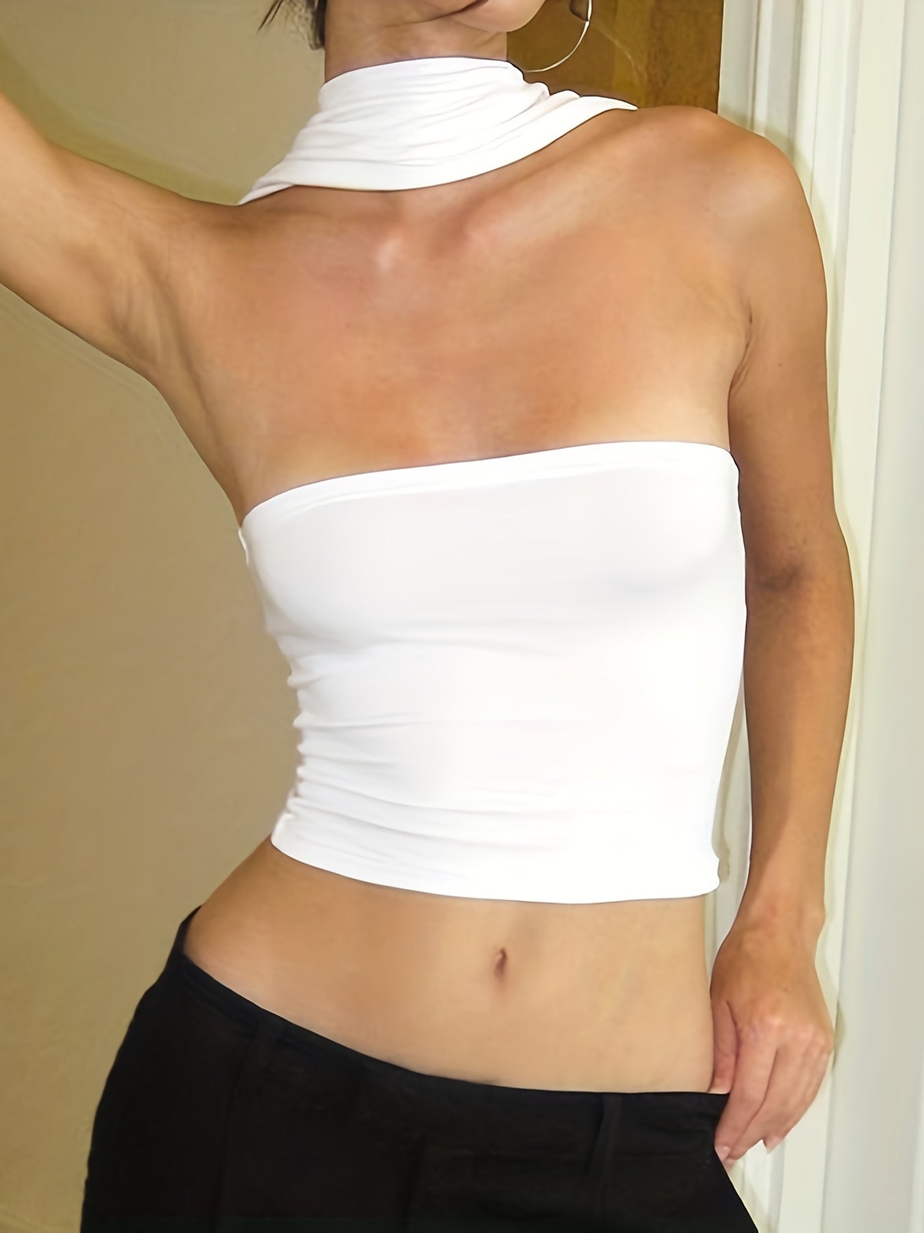 Sleek Halter Ruched Crop Top