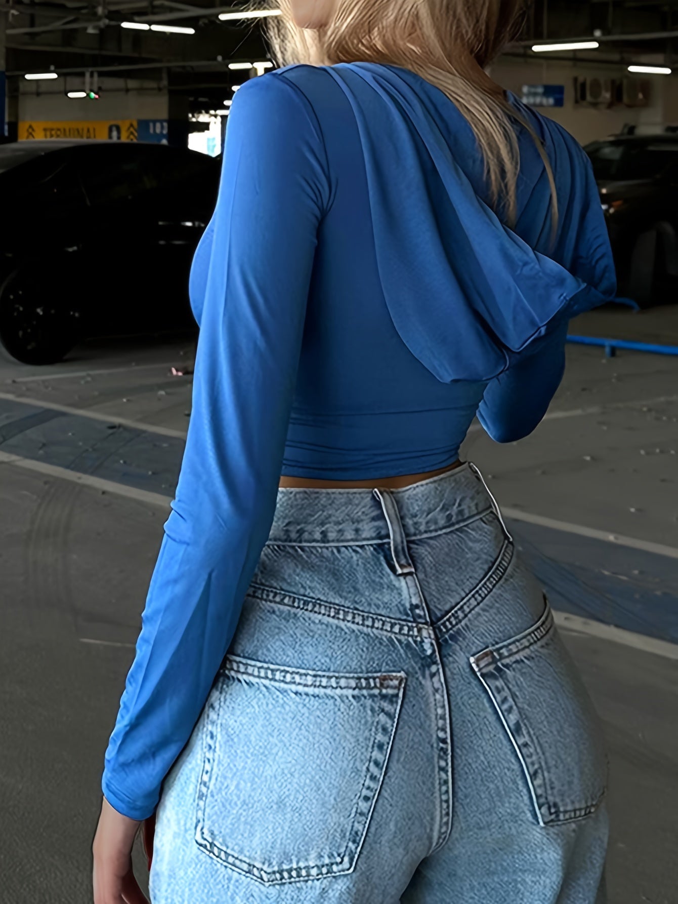 Sexy Hooded Crop Top with Chain Detail