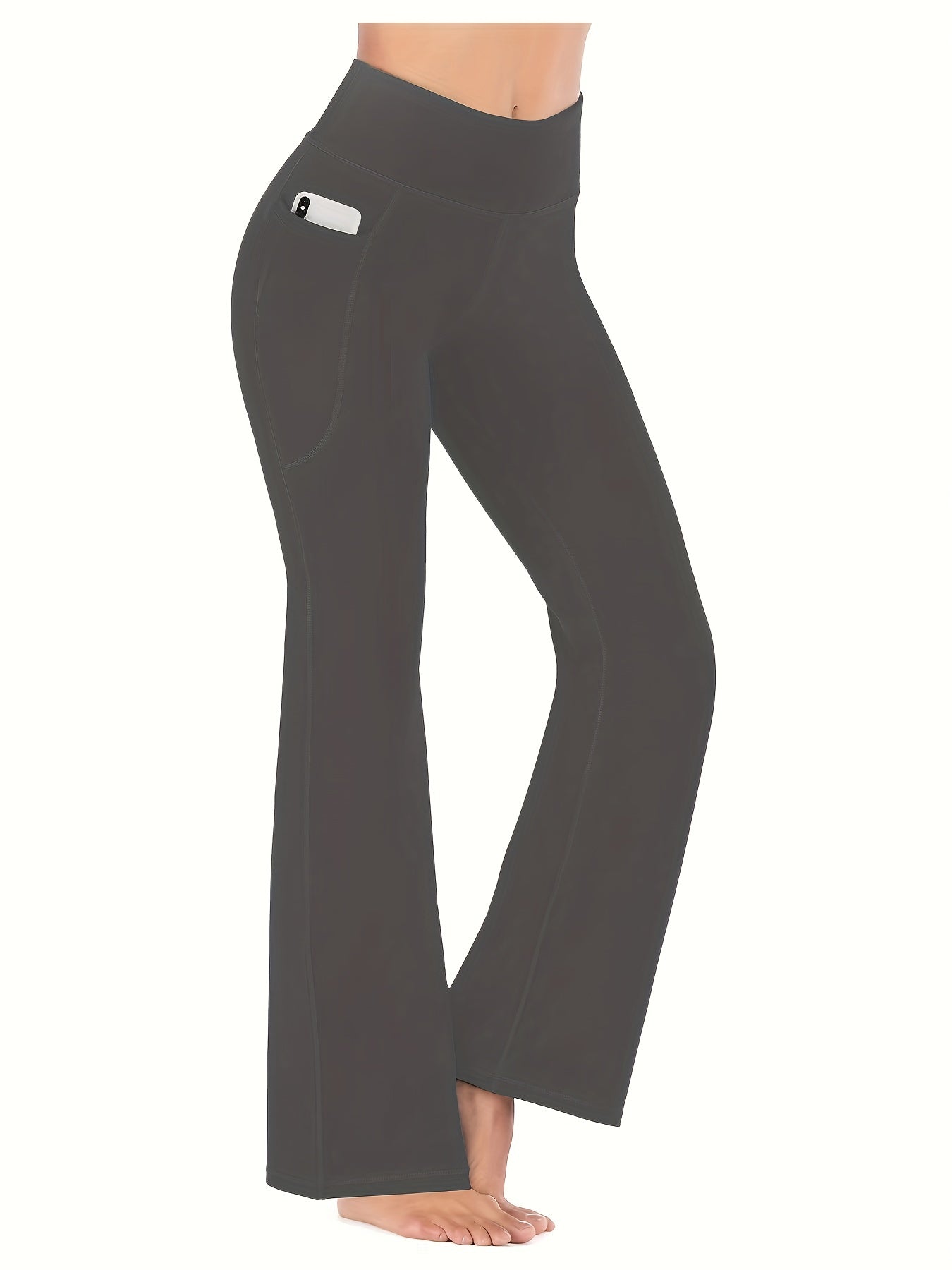 High-Waisted Flared Yoga Pants with Pockets
