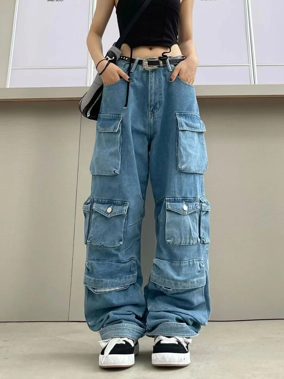 Y2K Retro Wide Leg Cargo Jeans