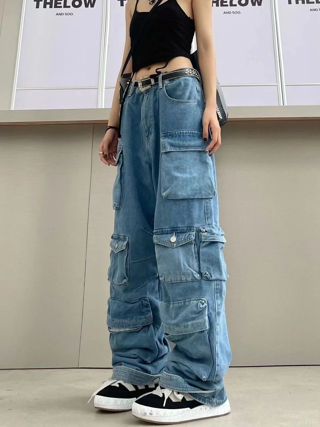 Y2K Retro Wide Leg Cargo Jeans