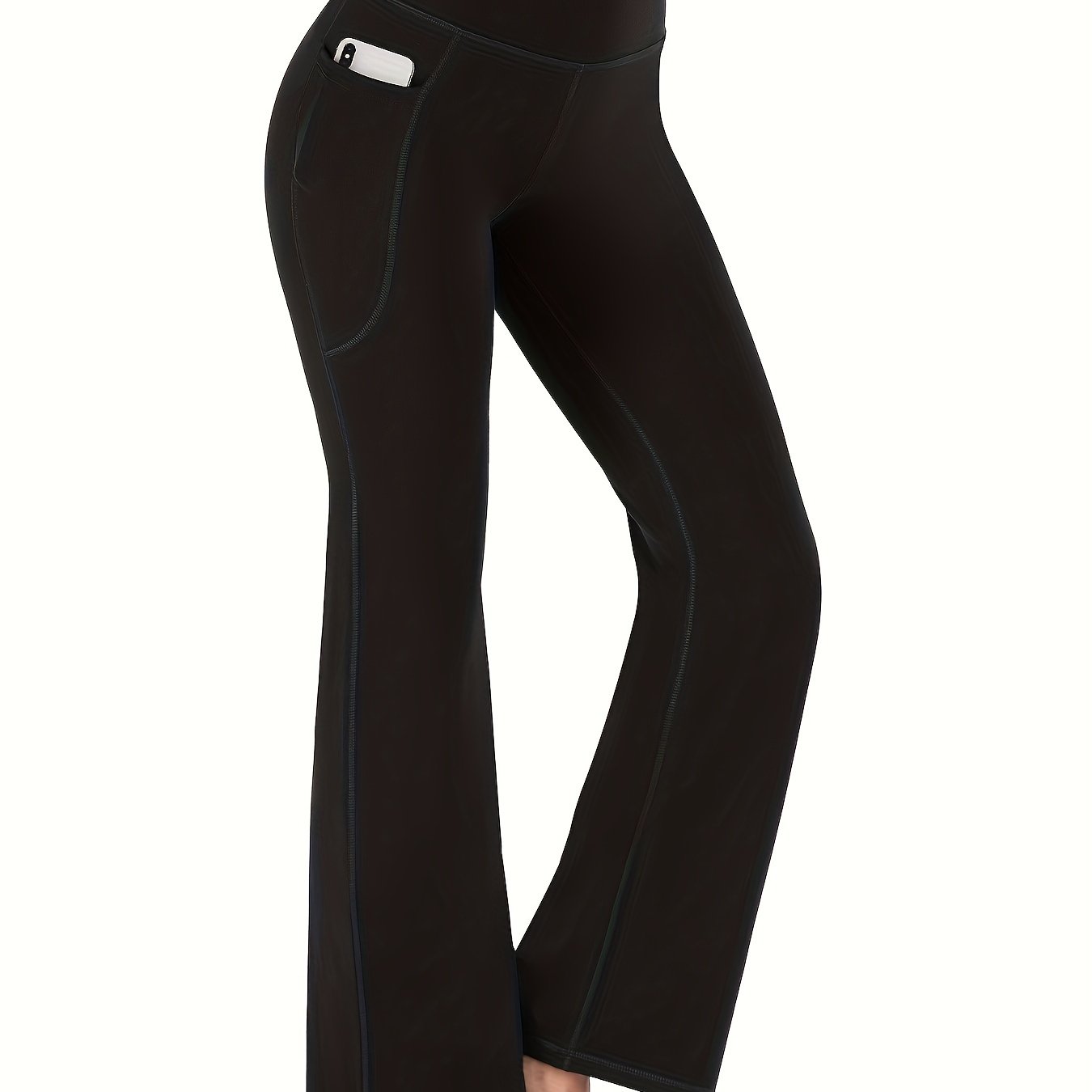 High-Waisted Flared Yoga Pants with Pockets