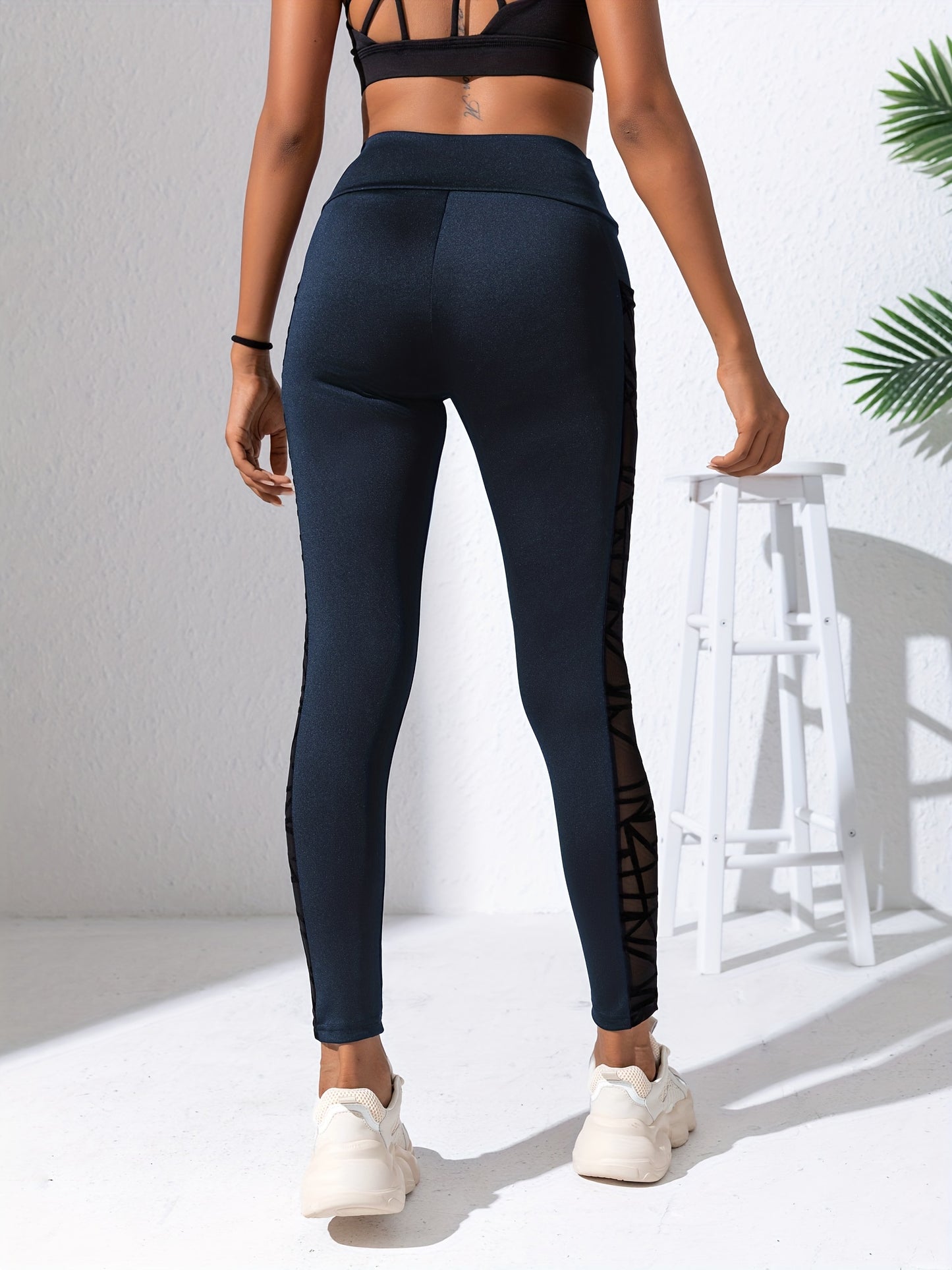 Black Mesh High Waist Sports Leggings