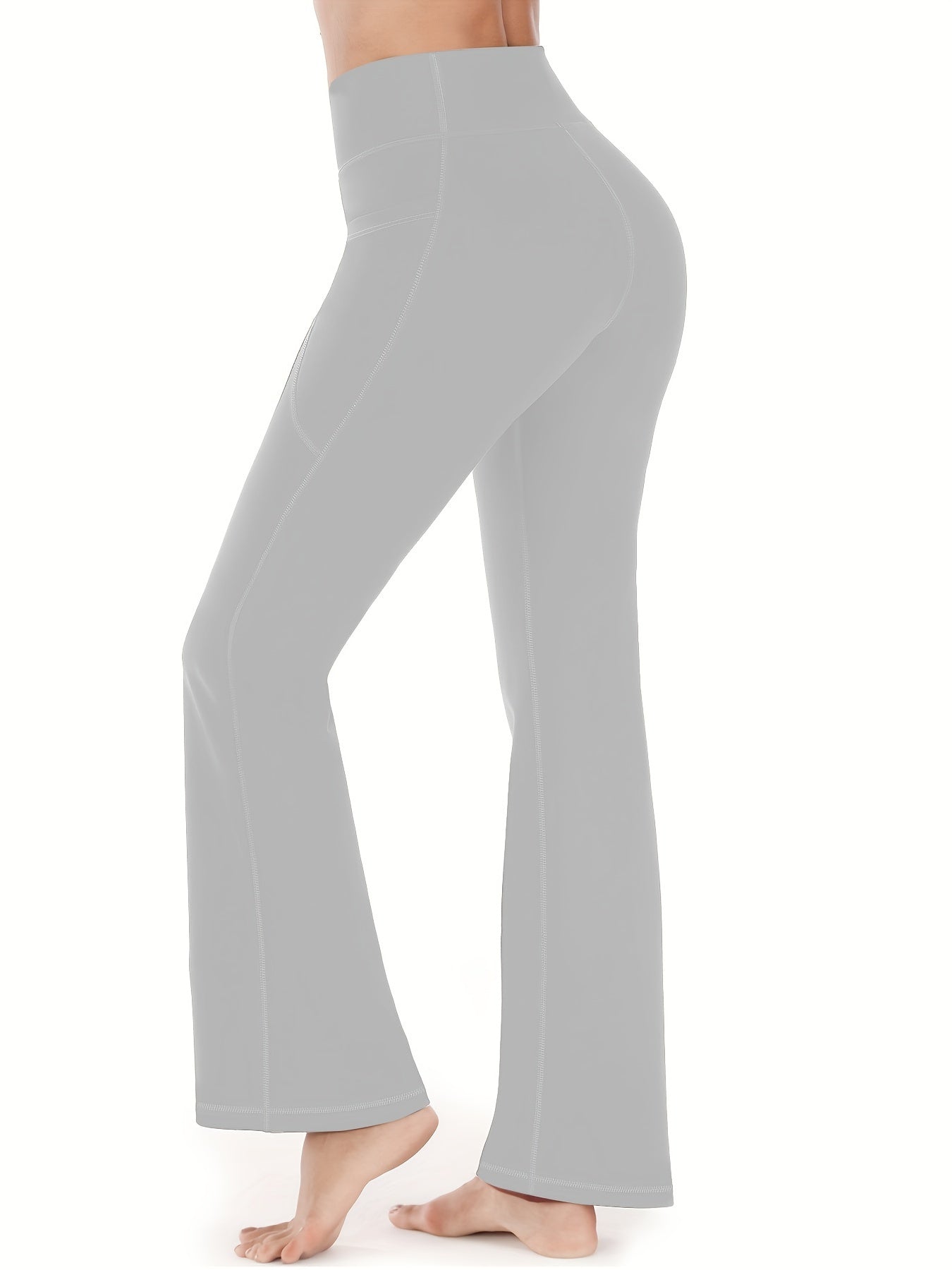 High-Waisted Flared Yoga Pants with Pockets