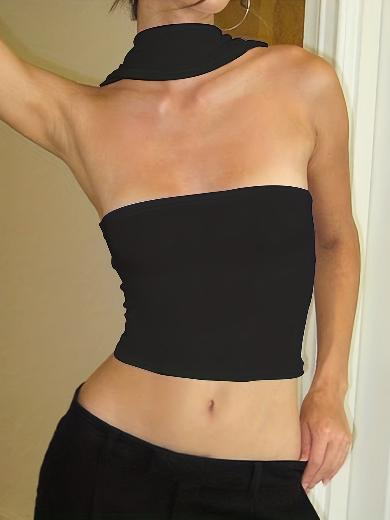 Sleek Halter Ruched Crop Top