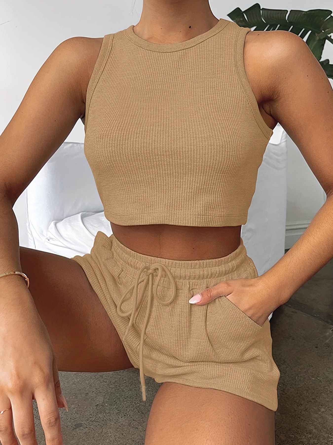 2-Piece Ribbed-Knit Sports Set