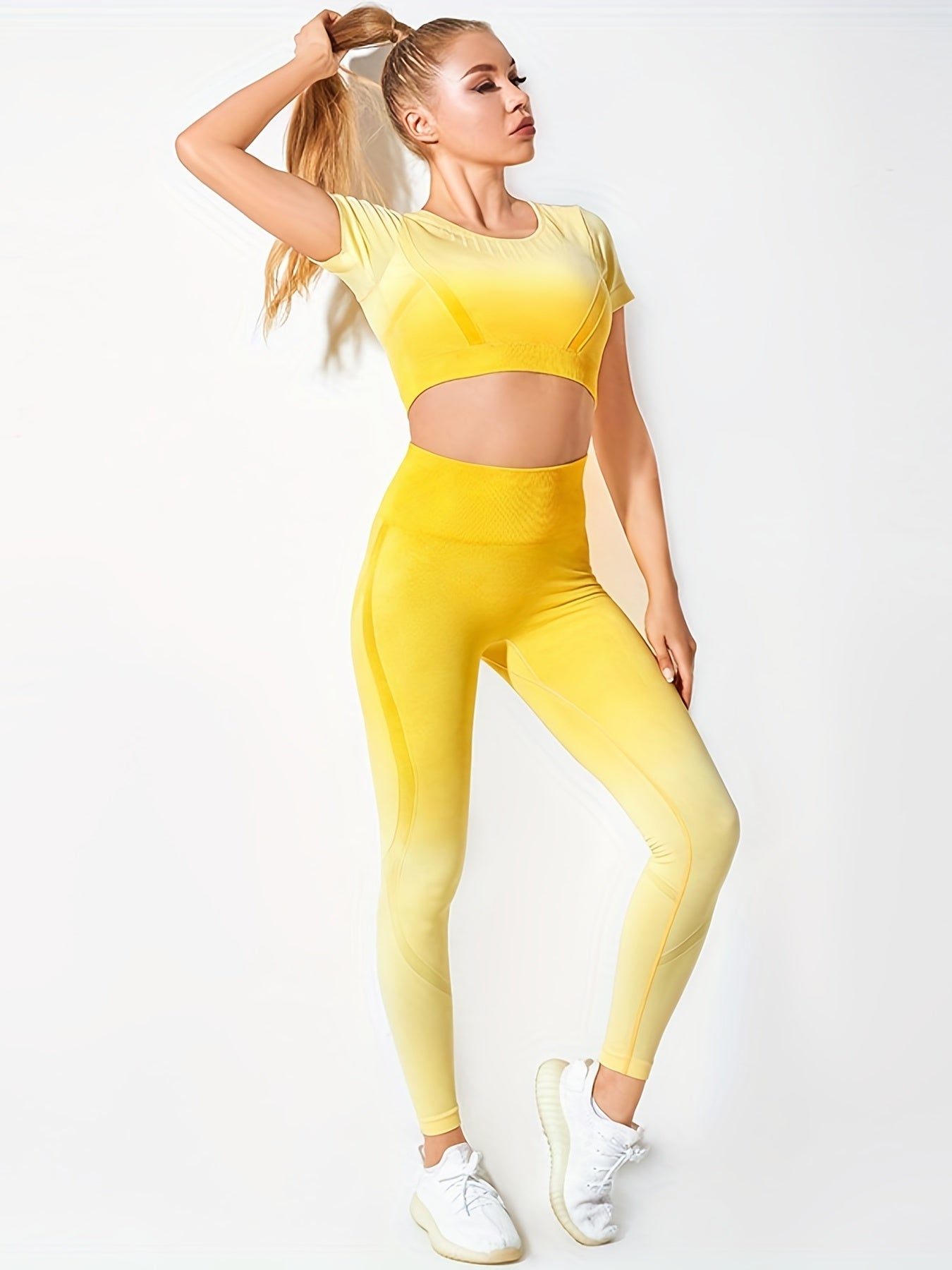 Gradient Yoga Set: Crop Top & High-Waist Leggings