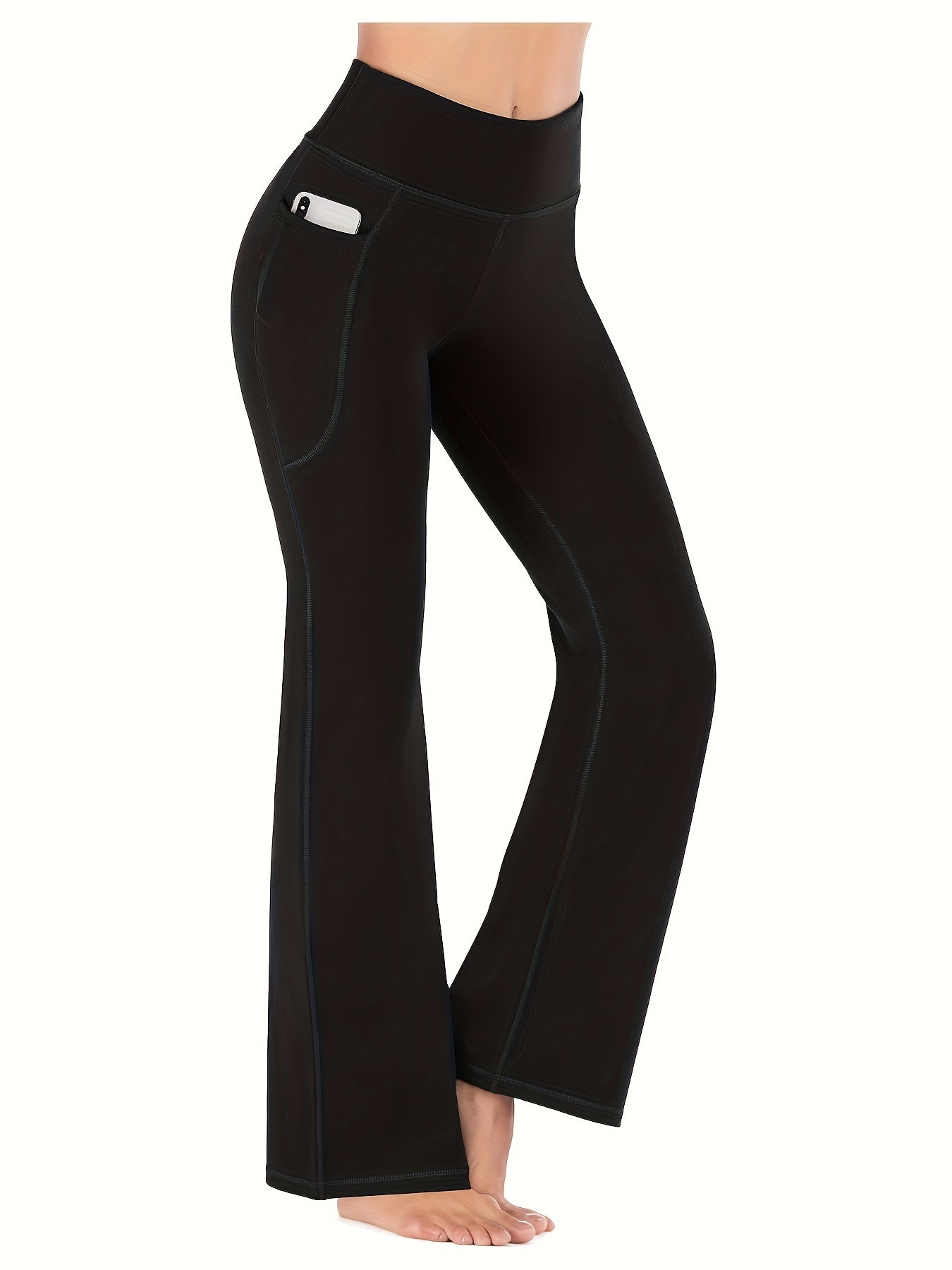 High-Waisted Flared Yoga Pants with Pockets