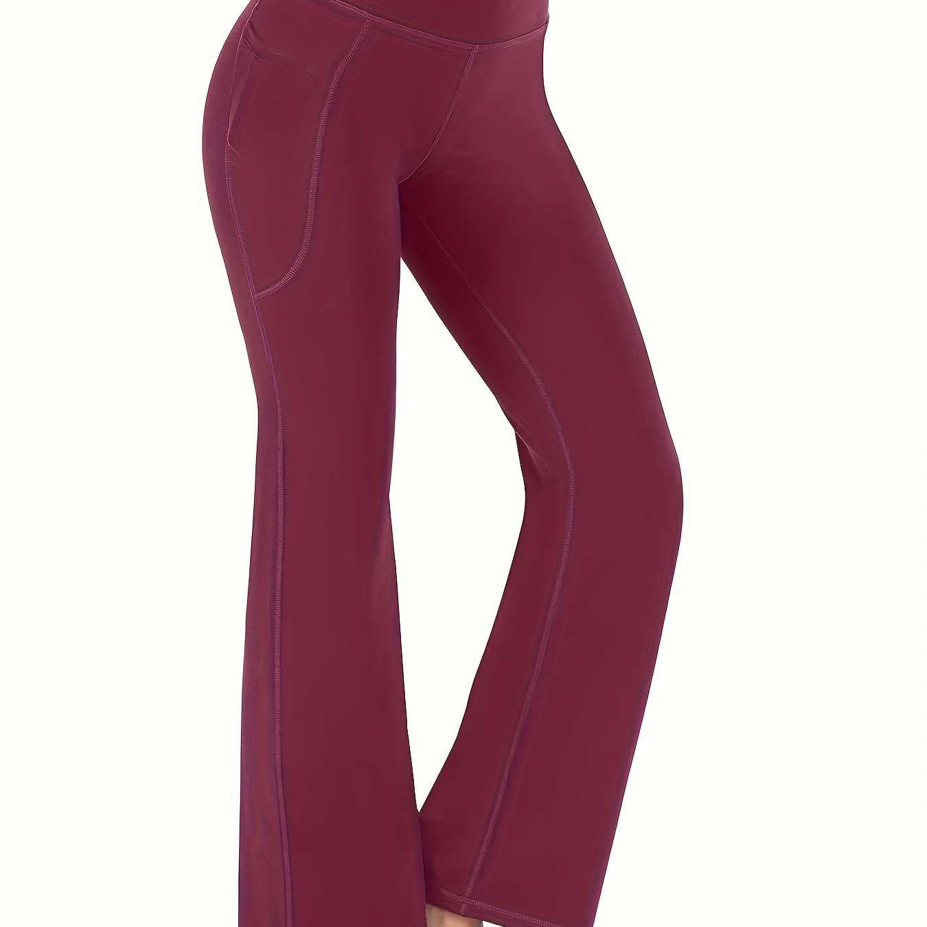 High-Waisted Flared Yoga Pants with Pockets