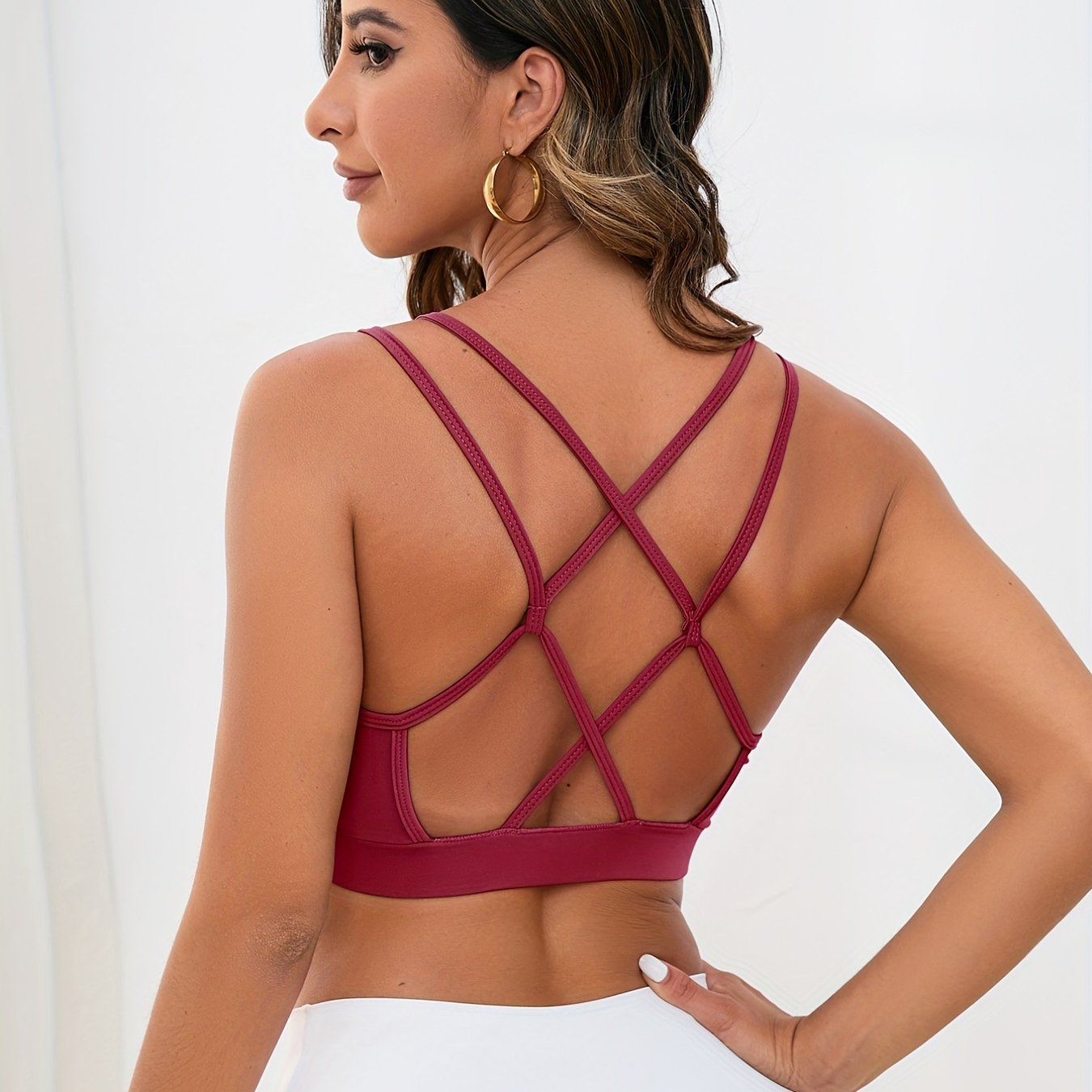 Crisscross Back Sports Bra - Military Blue