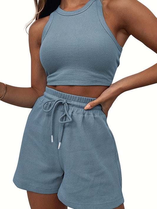 2-Piece Ribbed-Knit Sports Set