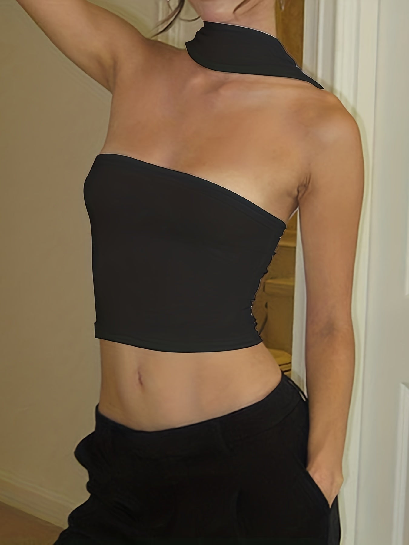 Sleek Halter Ruched Crop Top