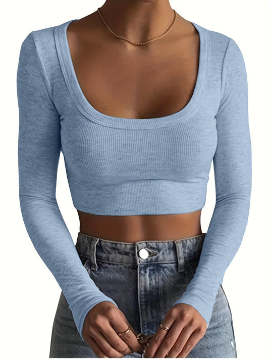Chic All-Season Scoop Neck Crop Top