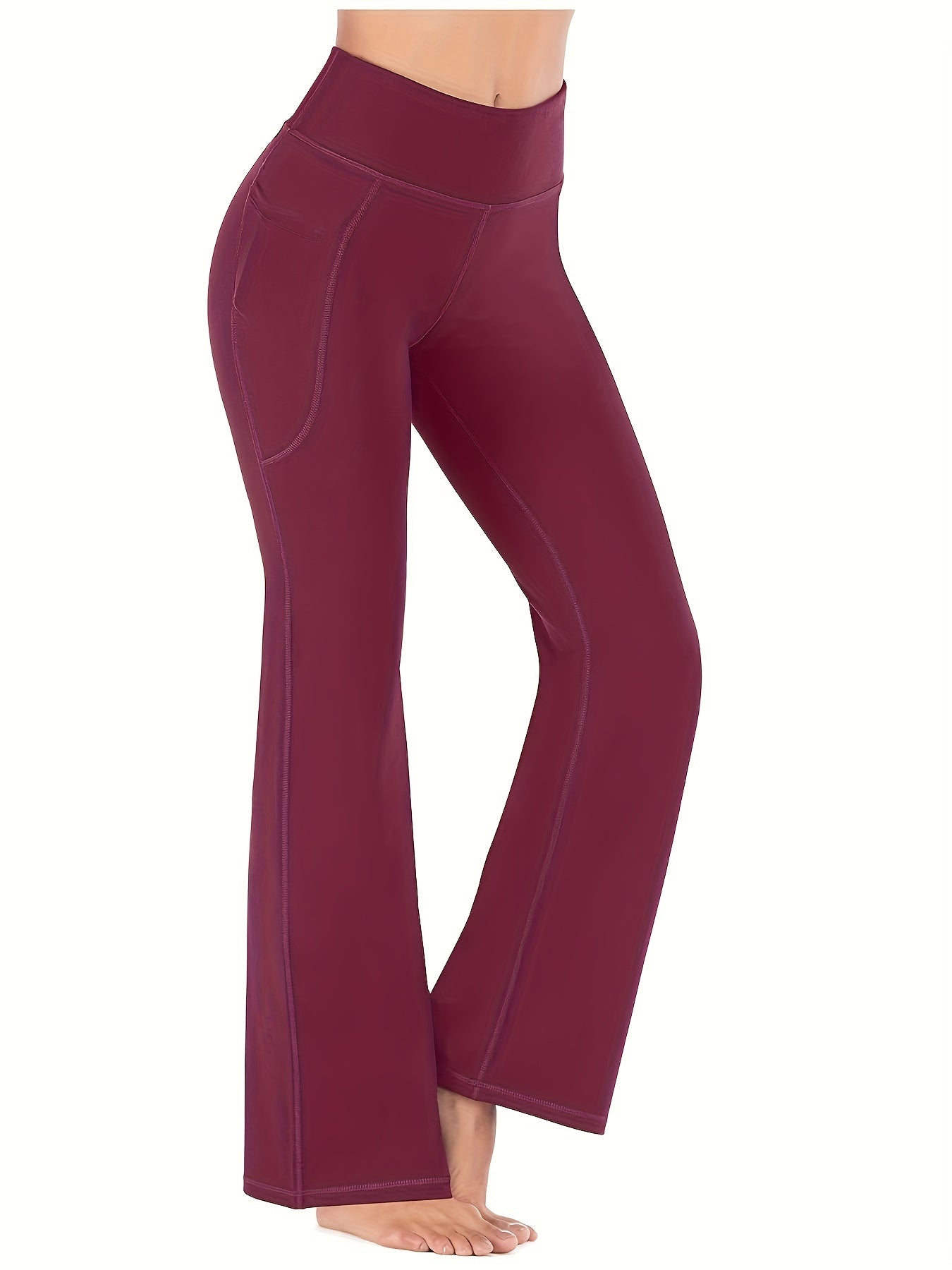 High-Waisted Flared Yoga Pants with Pockets