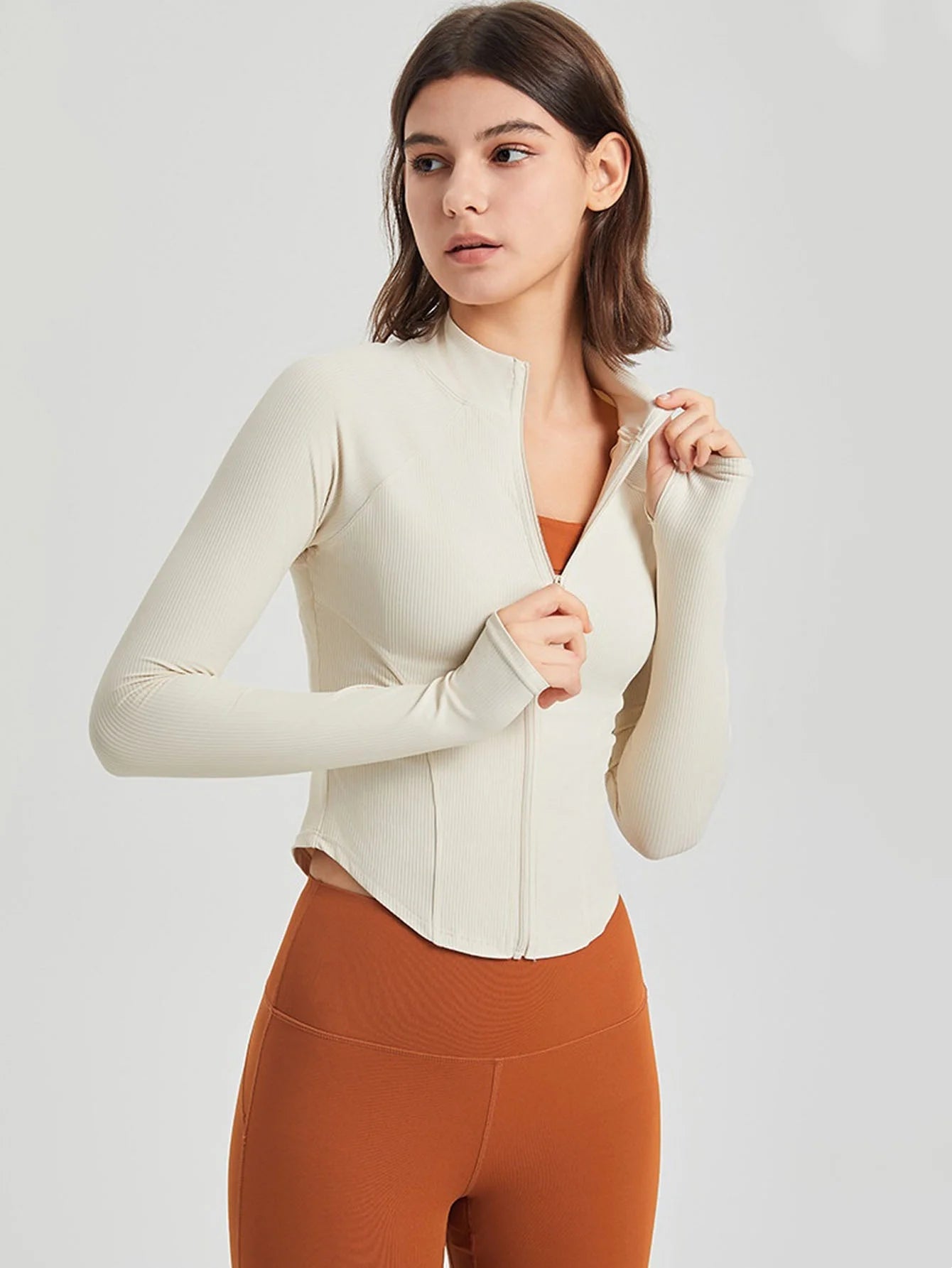 Slim Fit Zipper Sports Jacket for Women