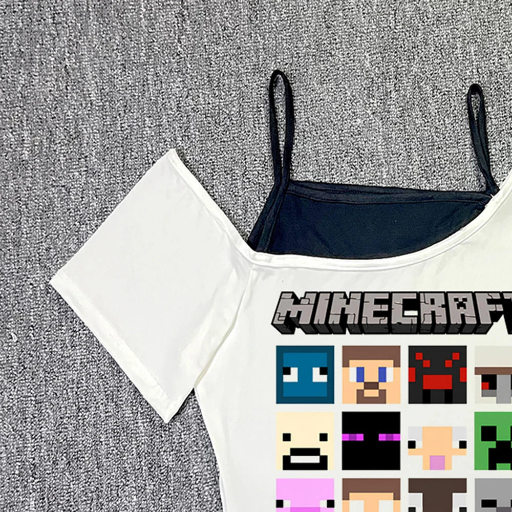 Y2K Emo Corset Crop Top with Suspenders