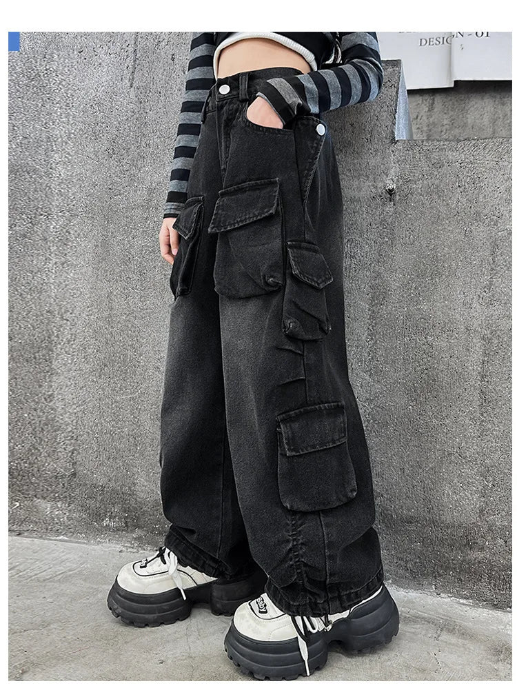 Girls' Loose Fit Cargo Jeans - Spring 2024