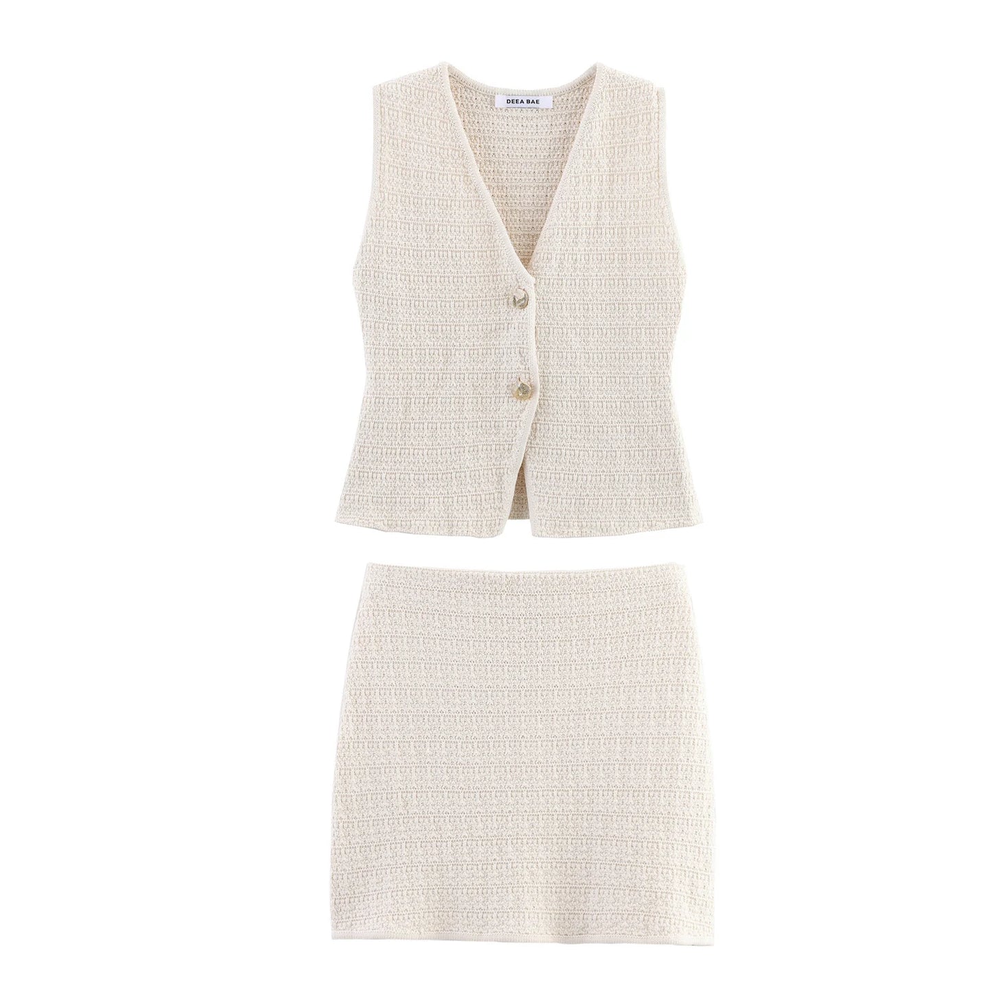 Chic Knitted Vest & Mini Skirt Set - Summer Style