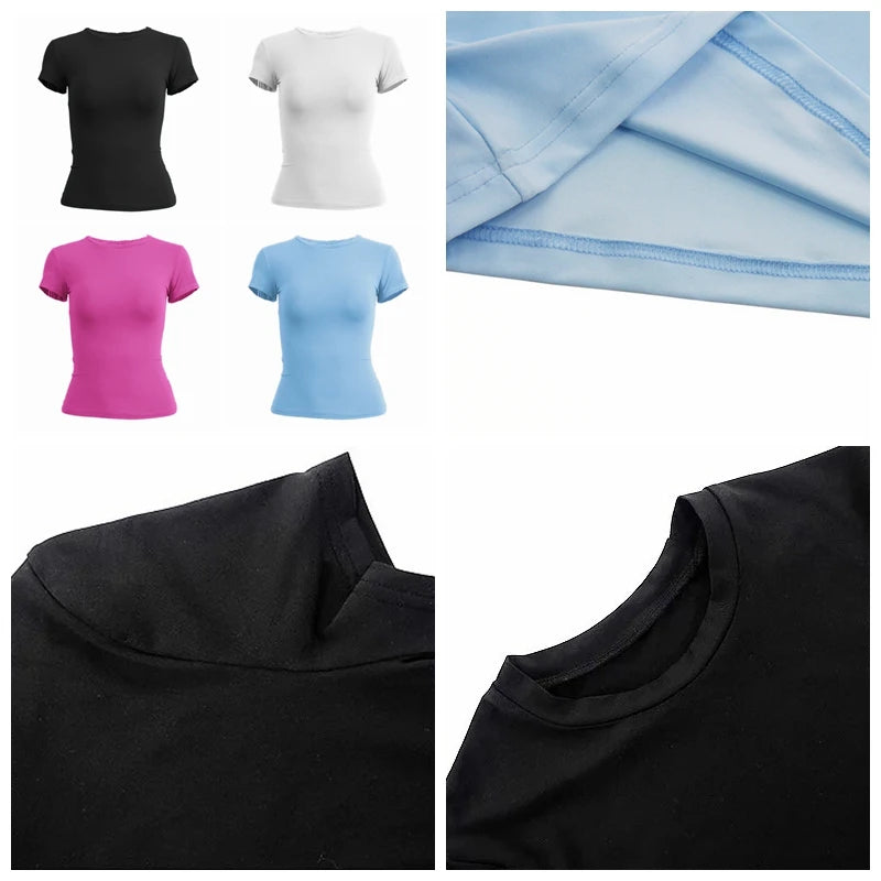 Y2K Slim Fit O-Neck Knitted Tee - Black