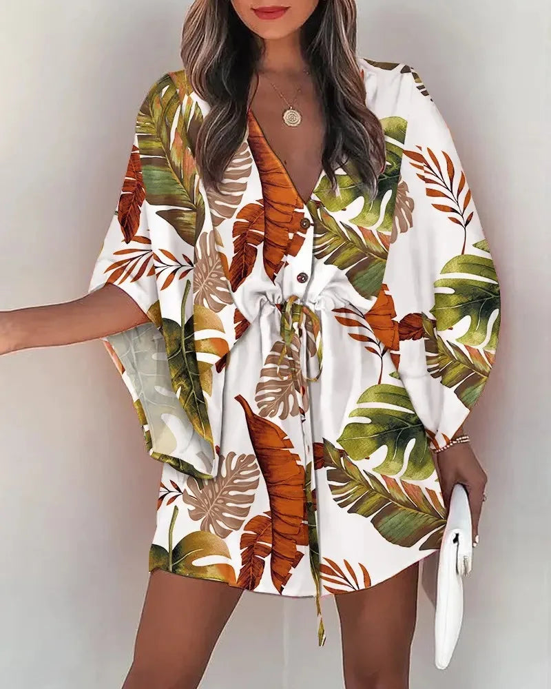Floral Boho V-Neck Mini Dress