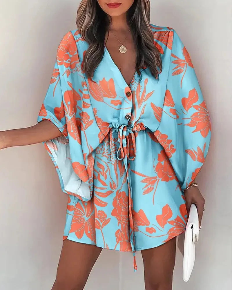 Floral Boho V-Neck Mini Dress