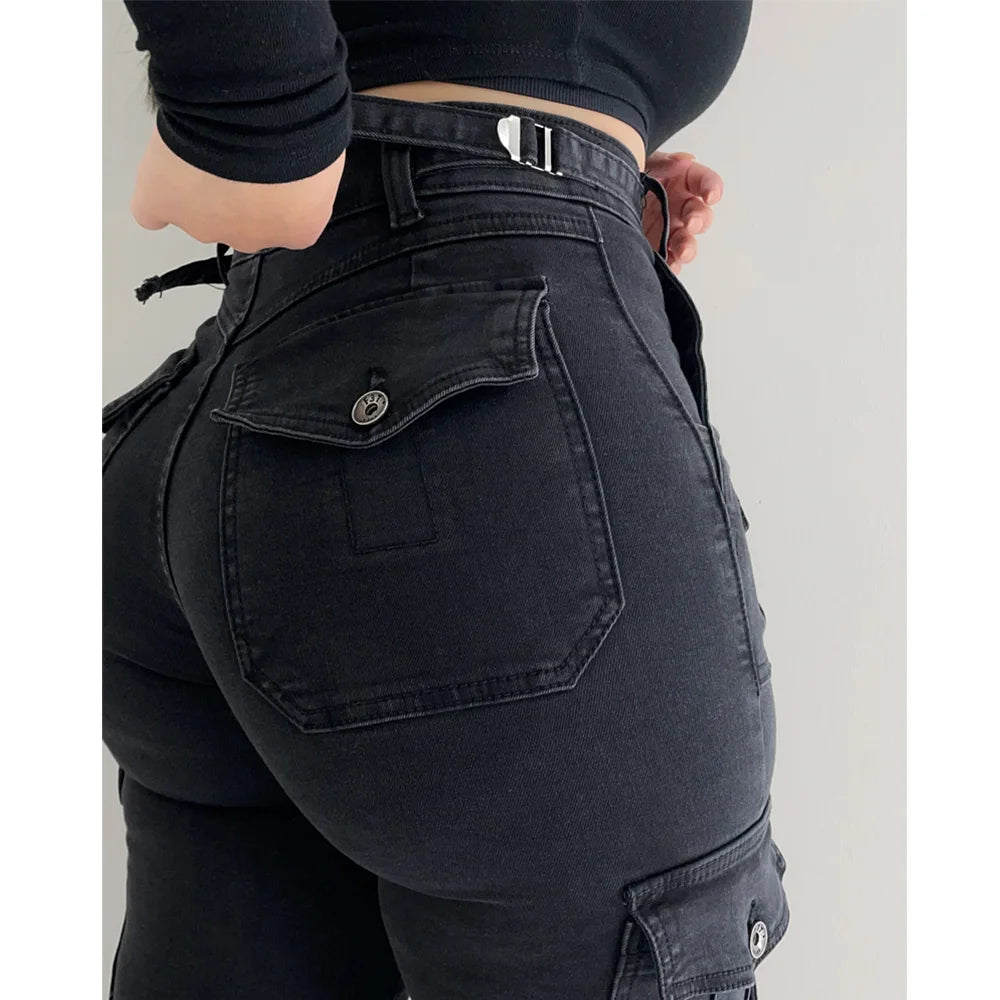 High-Waisted Cargo Jeans for Women