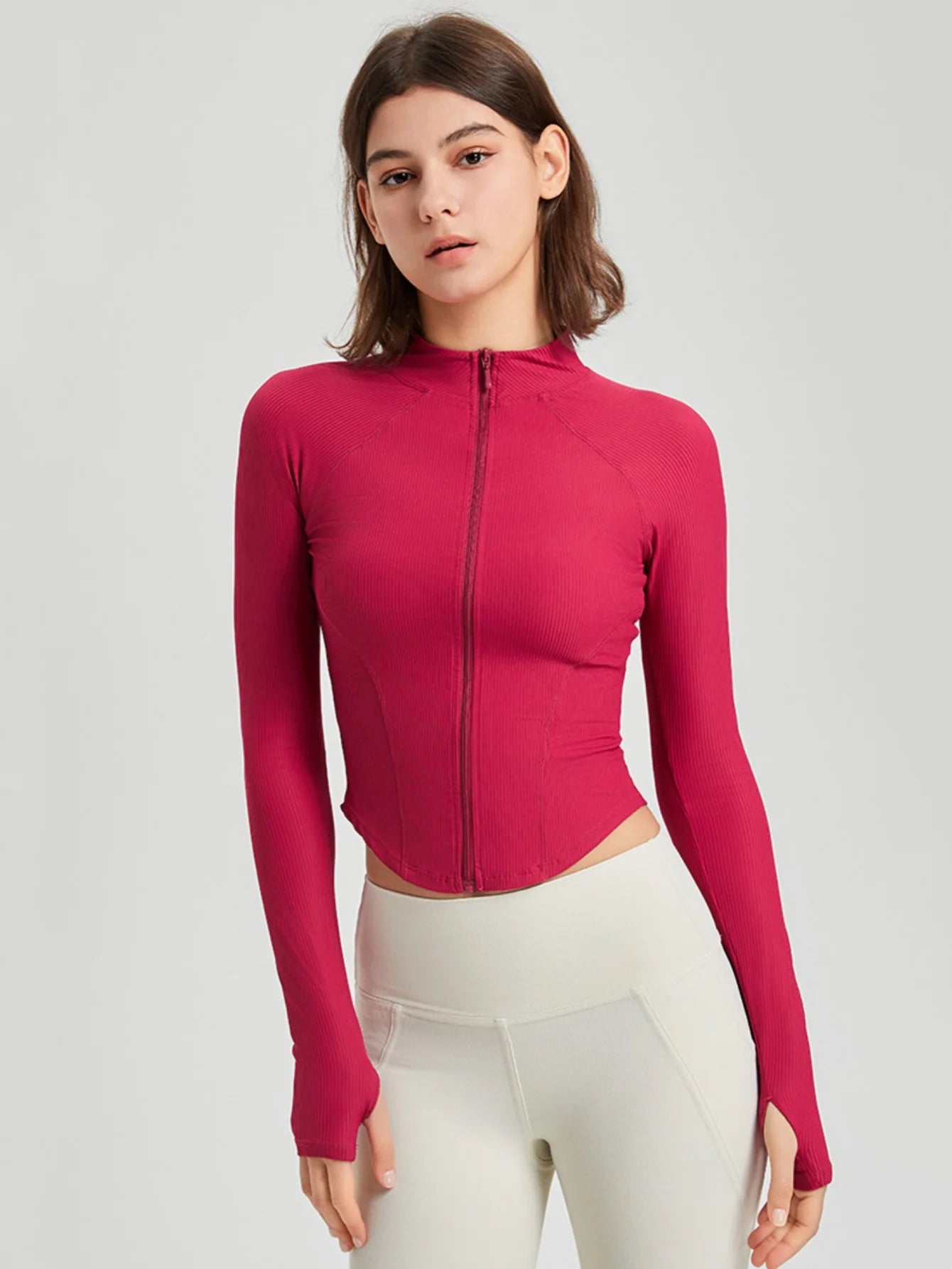 Slim Fit Zipper Sports Jacket for Women