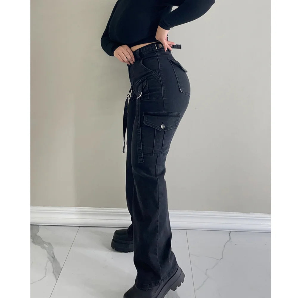 High-Waisted Cargo Jeans for Women
