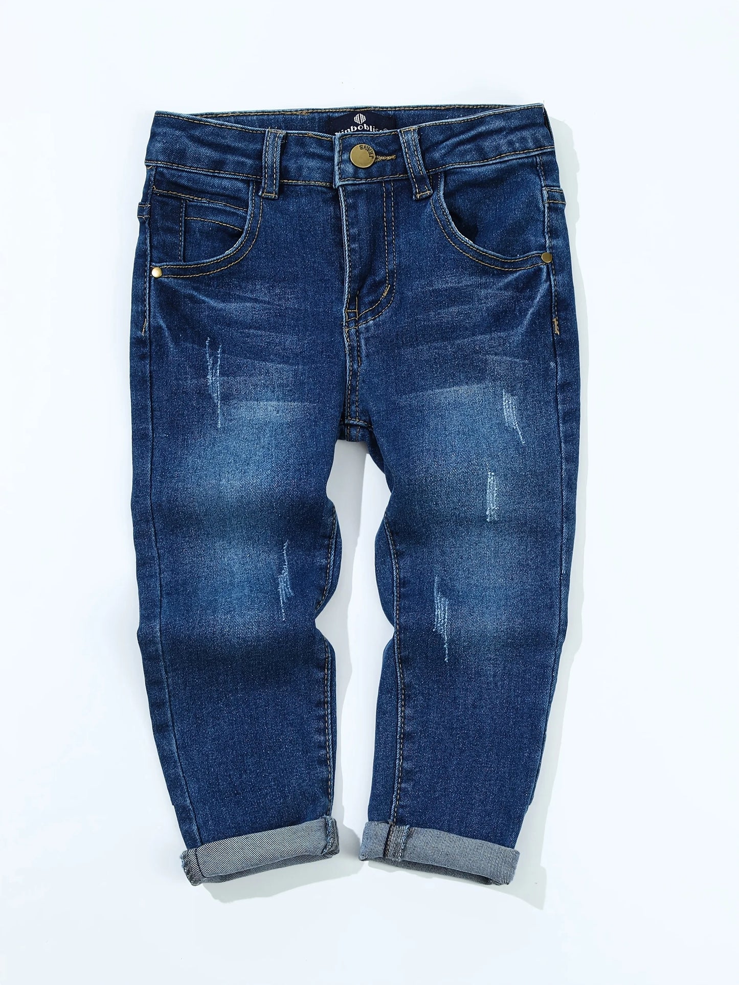 Boys' Street Style Cargo Jeans - Solid Blue