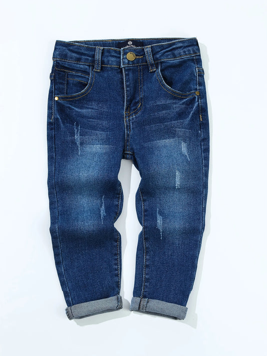 Boys' Street Style Cargo Jeans - Solid Blue