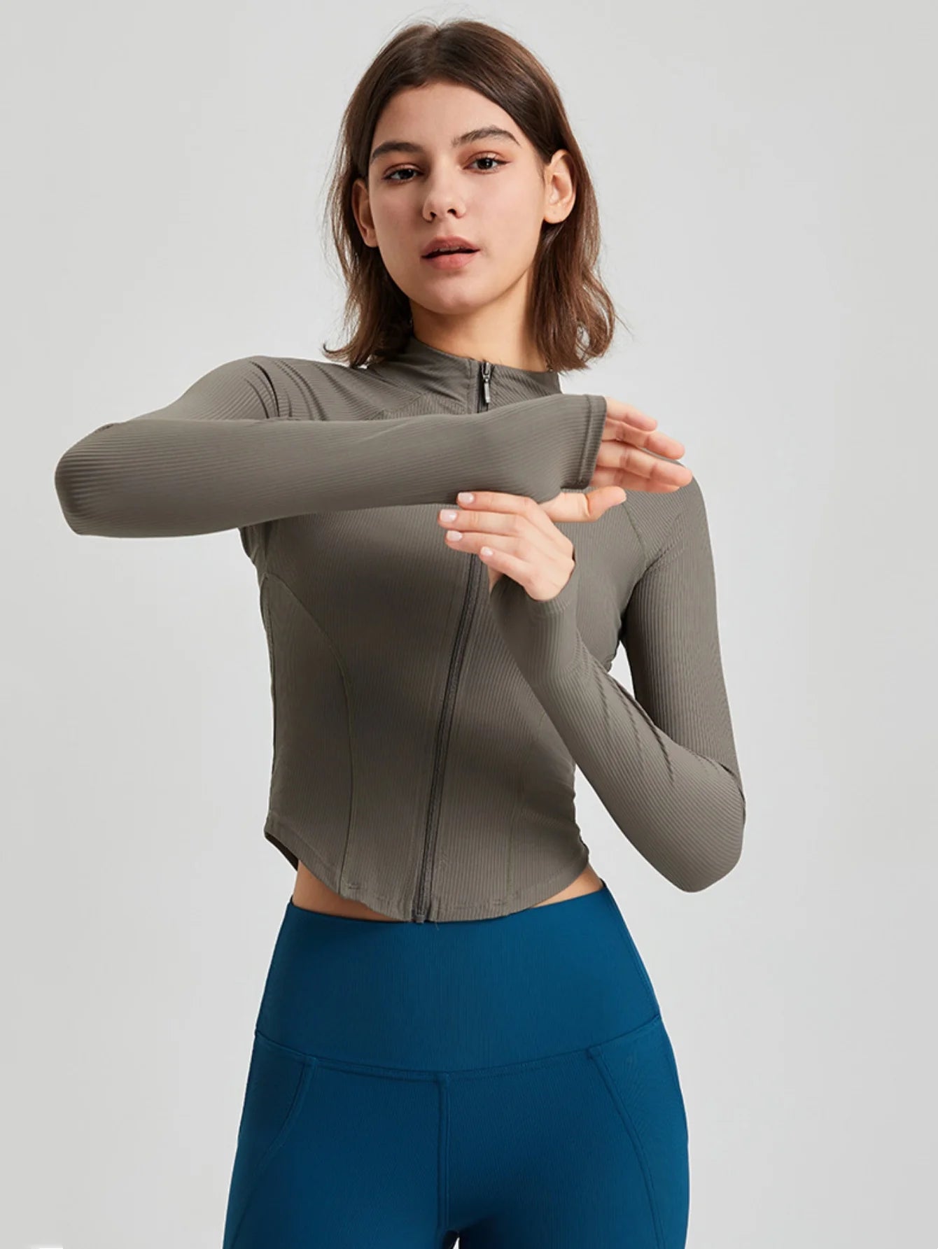 Slim Fit Zipper Sports Jacket for Women