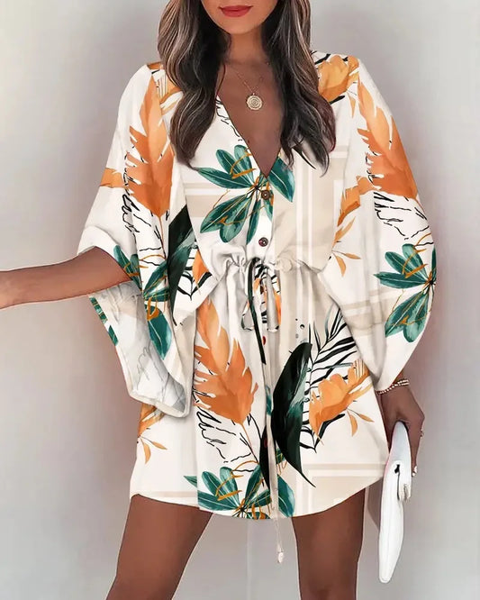 Floral Boho V-Neck Mini Dress
