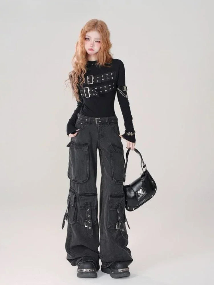 ADAgirl Y2K High Waist Cargo Jeans