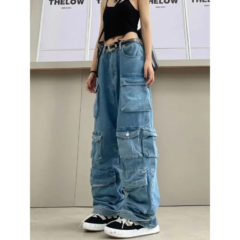 Y2K Retro Wide Leg Cargo Jeans