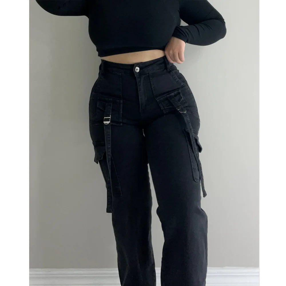 High-Waisted Cargo Jeans for Women