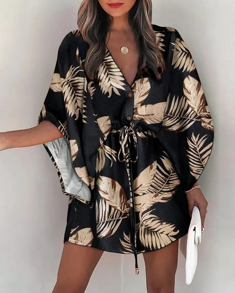Floral Boho V-Neck Mini Dress