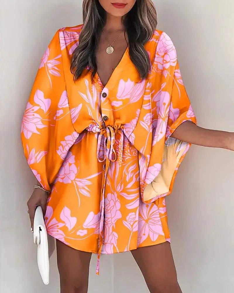 Floral Boho V-Neck Mini Dress