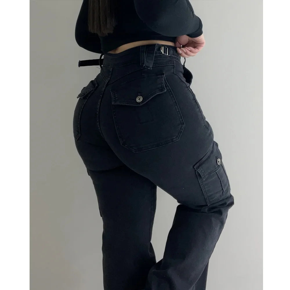 High-Waisted Cargo Jeans for Women