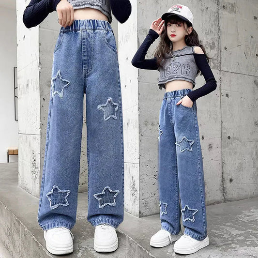 Girls Wide Leg Cargo Jeans 3-12Y