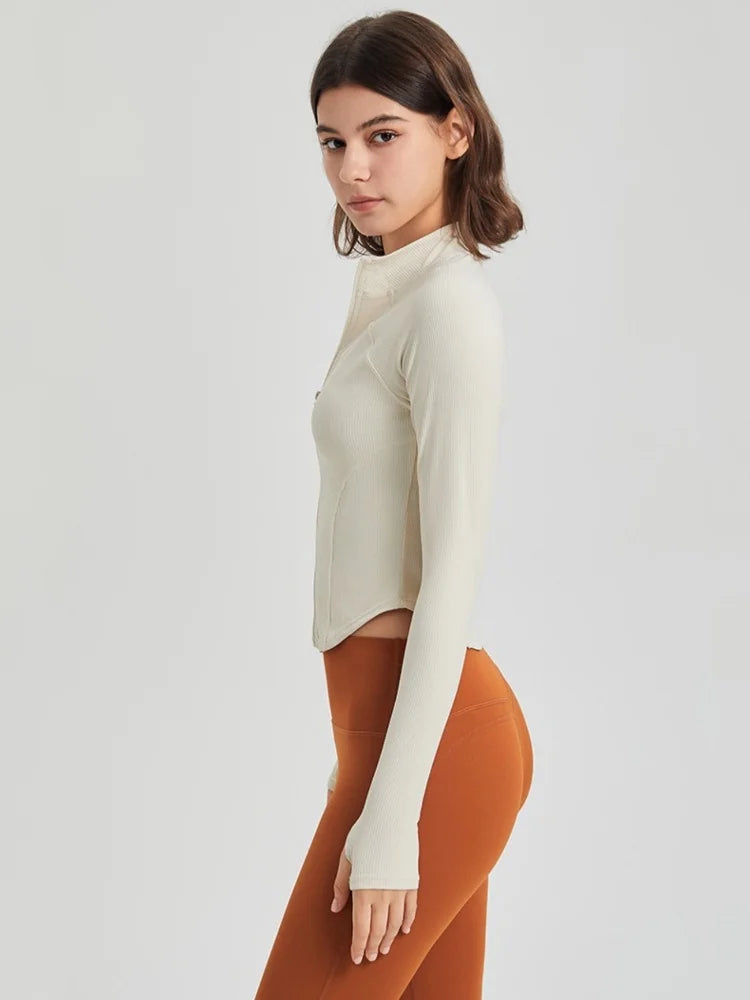 Slim Fit Zipper Sports Jacket for Women