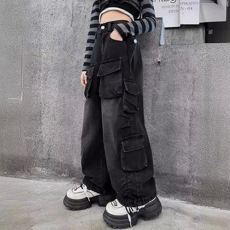 Girls' Loose Fit Cargo Jeans - Spring 2024