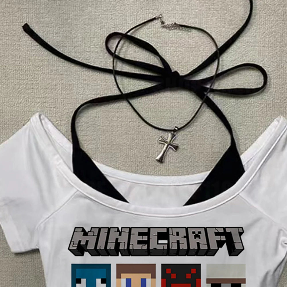Y2K Emo Corset Crop Top with Suspenders