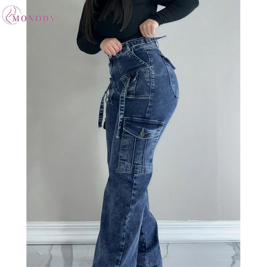 High-Waisted Cargo Jeans for Women
